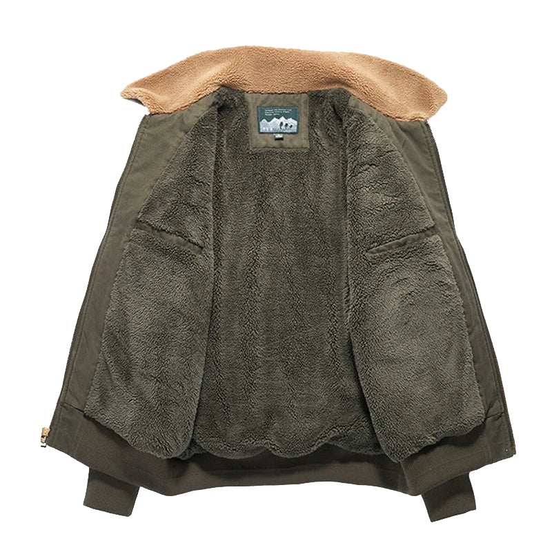 DIMUSI Winter Men's Bomber Jacket Casual Male Outwear Fleece Fur Collar Warm Coats Fashion Retro Military Jackets Man Clothing