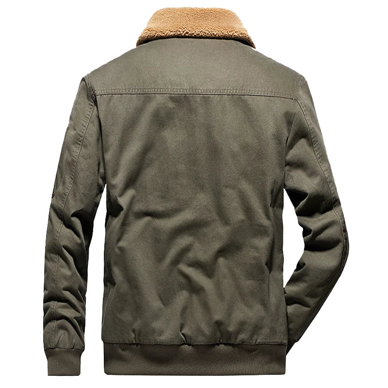 DIMUSI Winter Men's Bomber Jacket Casual Male Outwear Fleece Fur Collar Warm Coats Fashion Retro Military Jackets Man Clothing