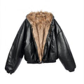 Good Quality Reversible Wear Faux Fur Leather Jacket Winter Coat Man Woman Vintage Casual Thicken Warm Leather Coat Outerwear