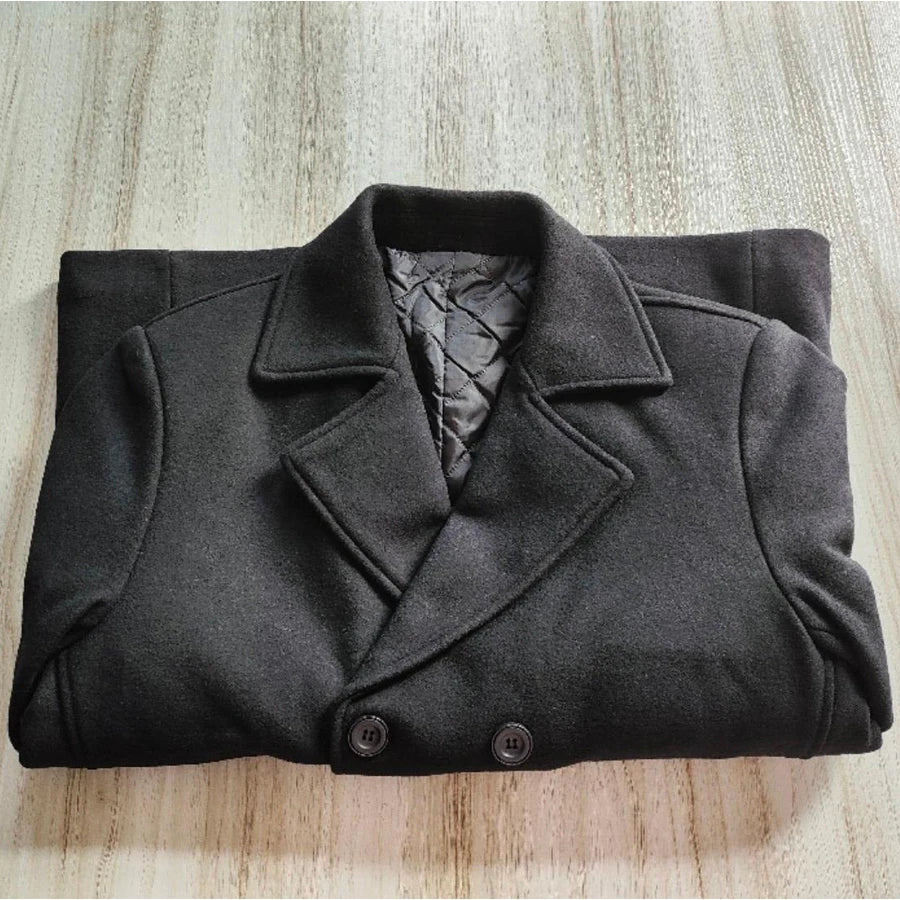 Eur Sizes Male Casual Business Jacket Autumn and Winter High-end Double-breasted Men's Woolen 40% Wool Coat Warm Trench Coat
