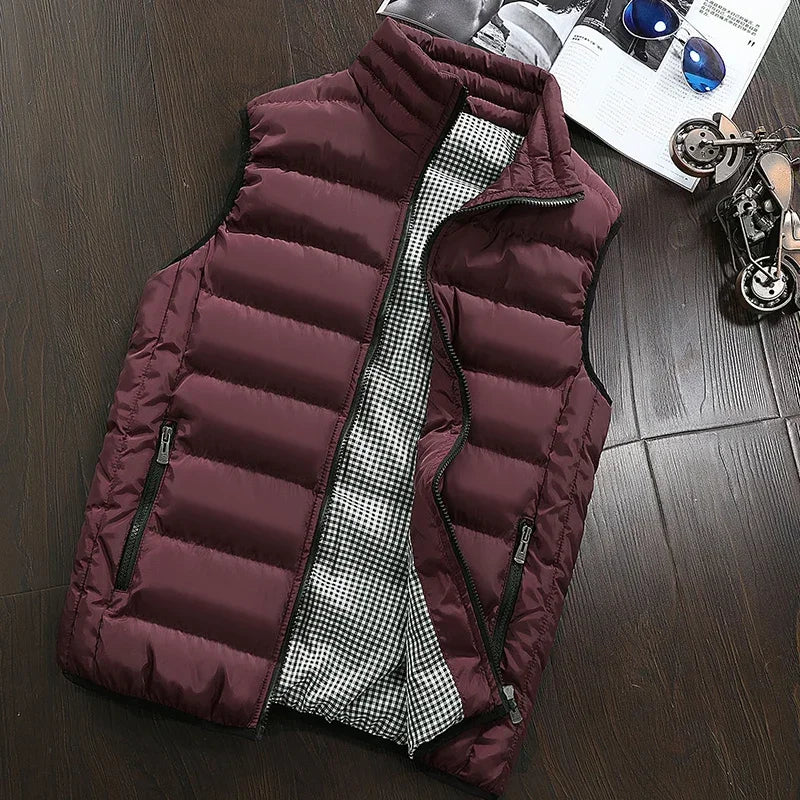 New Autumn Casual Sleeveless Vest Men Jacket Fashion Warm Windproof Cotton Coat Male Winter High Quality Clothing Men Waistcoat