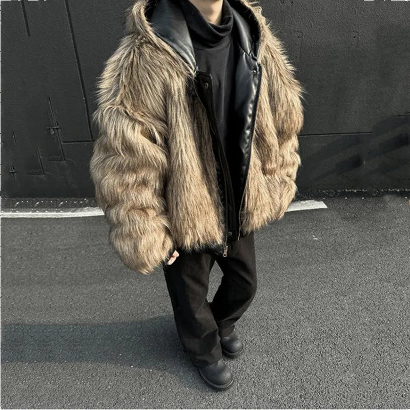 Good Quality Reversible Wear Faux Fur Leather Jacket Winter Coat Man Woman Vintage Casual Thicken Warm Leather Coat Outerwear