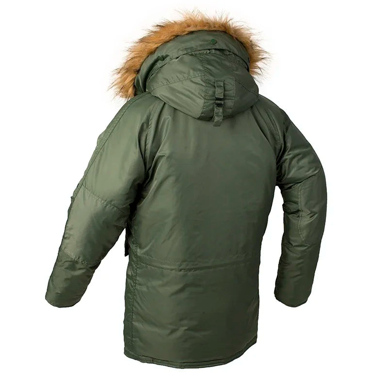 Army Korean Thick Parka Winter Fur Hood Warm Tactical Bomber N3B Puffer Men Long Windproof Parkas Coat Military Male Clothes