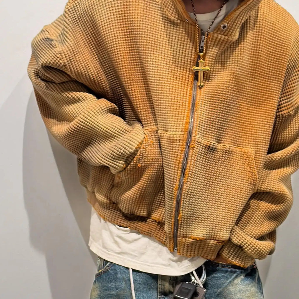 New Trendy Retro Corduroy Zip Up Hoodie Men and Womens Brown Oversized Jacket Casual Warm and Stylish Street Style Zip Up Hoodie