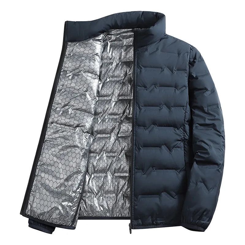 LEOSOXS-Men's outerwear made of graphene material, warm and casual, lightweight stand up collar, winter casual warm top