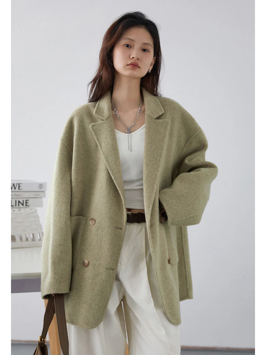 CHIC VEN Women's Woolen Coats Fashion Solid Loose Warm Jackets Korean Casual Office Lady Female Clothing Spring Autumn New 2026