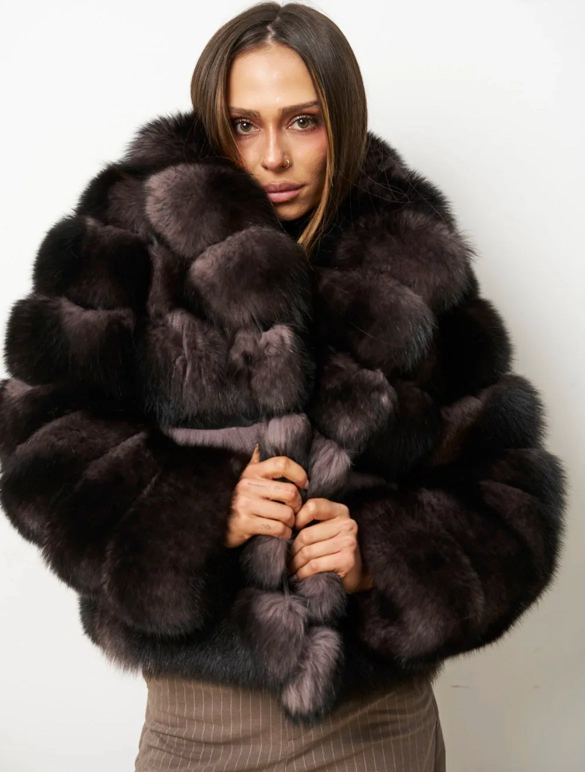 Women's Real Fox Fur Coat Detachable Transform Jacket Removable Vest Thick Warm Solid Fur Luxury Fashion