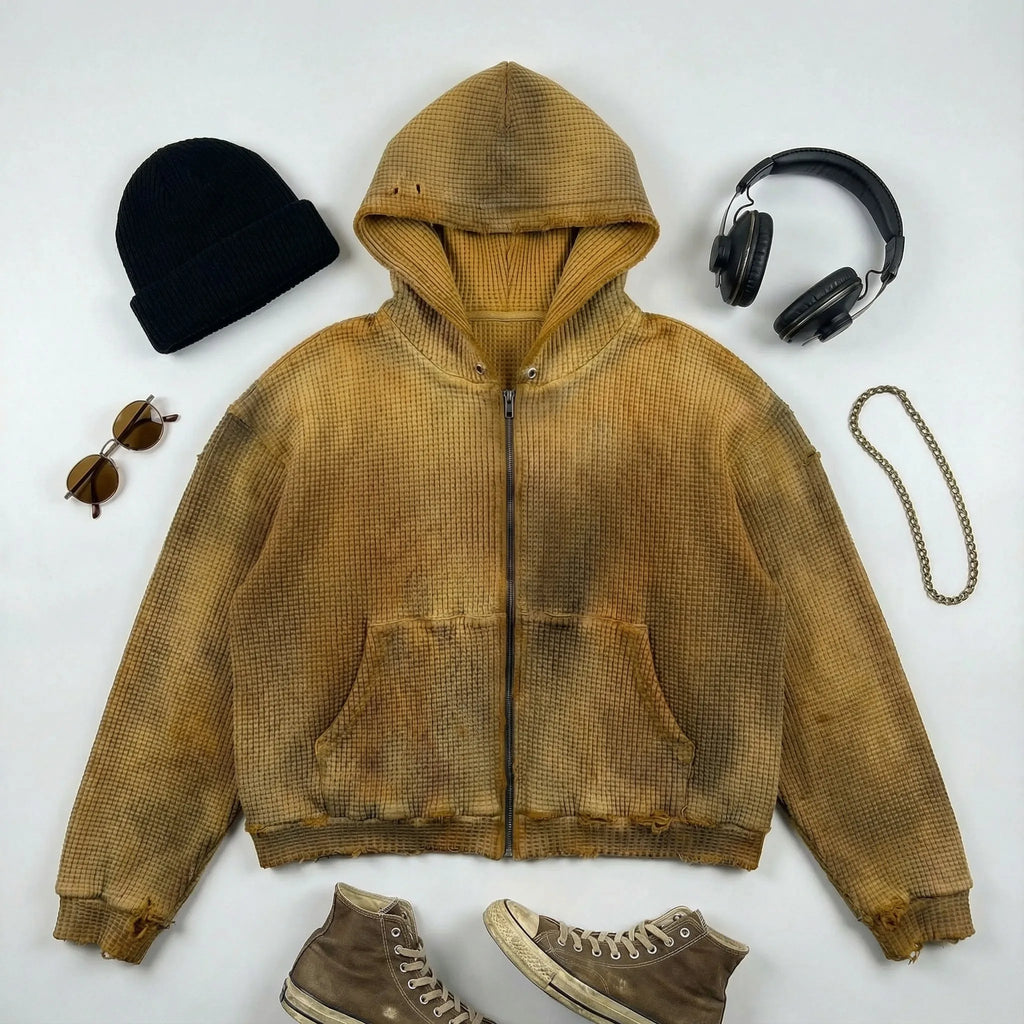New Trendy Retro Corduroy Zip Up Hoodie Men and Womens Brown Oversized Jacket Casual Warm and Stylish Street Style Zip Up Hoodie