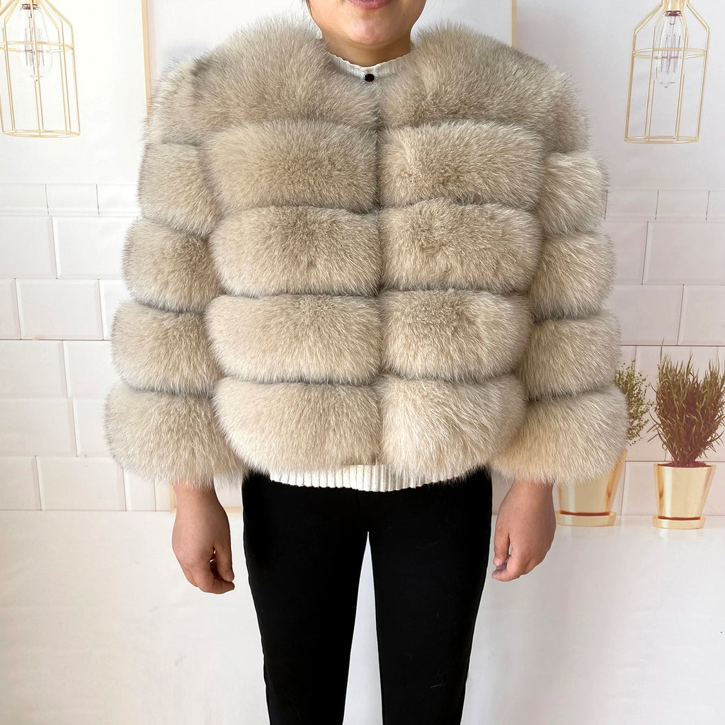 Real Fur Coat Women's Winter Warm Natural Fox Fur Coat High Quality LAN Fox Luxury Fashion 50cm Short Jacket Wholesale Hot 2023