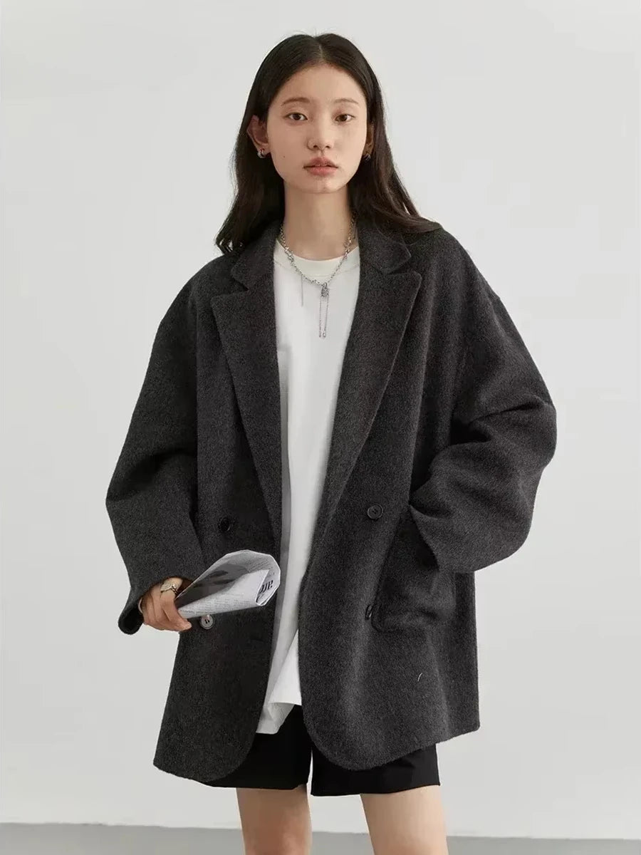 CHIC VEN Women's Woolen Coats Fashion Solid Loose Warm Jackets Korean Casual Office Lady Female Clothing Spring Autumn New 2026