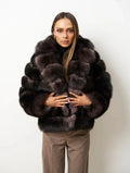 Women's Real Fox Fur Coat Detachable Transform Jacket Removable Vest Thick Warm Solid Fur Luxury Fashion