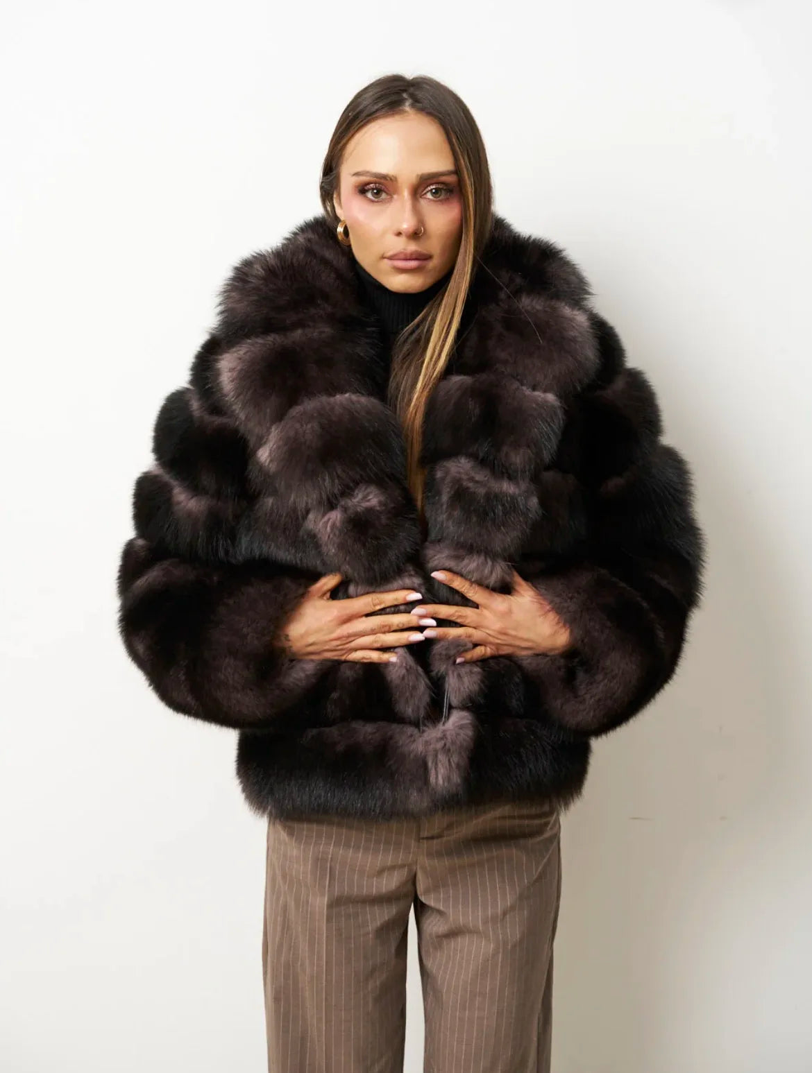 Women's Real Fox Fur Coat Detachable Transform Jacket Removable Vest Thick Warm Solid Fur Luxury Fashion