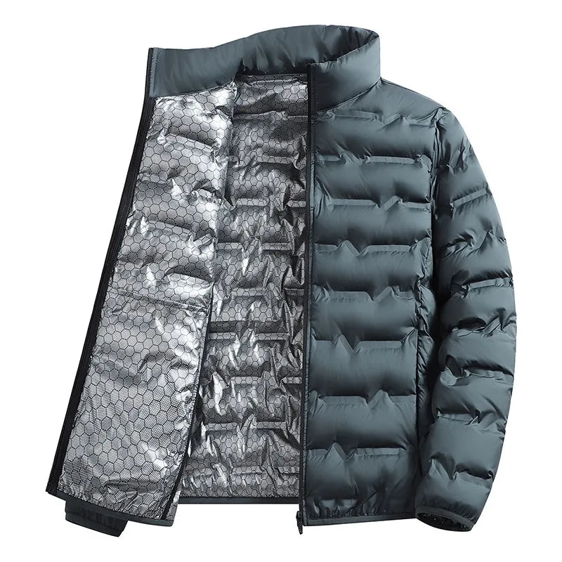 LEOSOXS-Men's outerwear made of graphene material, warm and casual, lightweight stand up collar, winter casual warm top