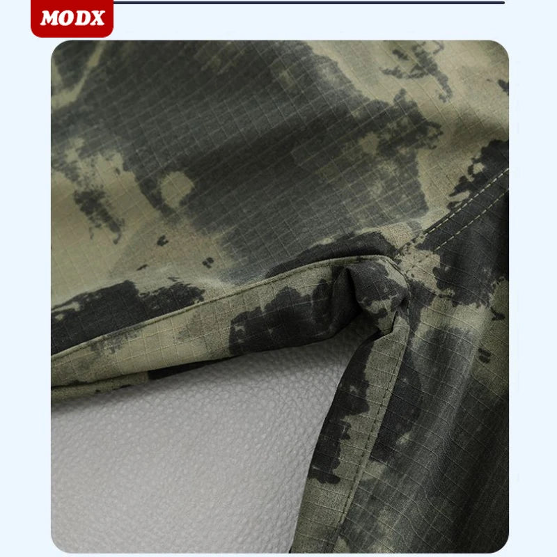 Elastic camouflage suit set men durable dirt resistant water-resistant Work set outdoor fishing mountaineering training clothes